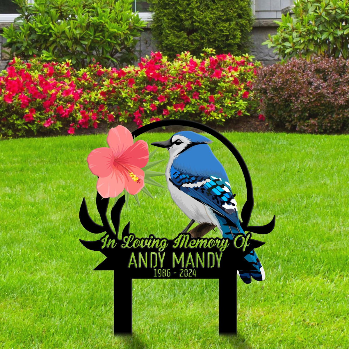 Custom Blue Jay Bird Memorial Stake, Personalized Blue Jay Garden Memorial, Memorial Plaque, Cemetery Stake, Remembrance Gift, Mom Loss Gift
