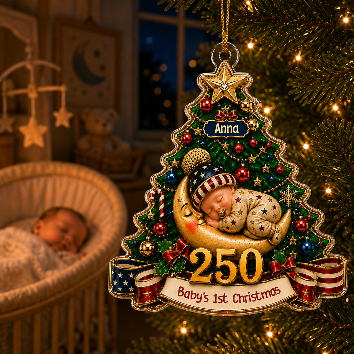 250 Baby’s First Christmas Christmas Tree Acrylic Ornament - Personalized Baby Christmas Gifts