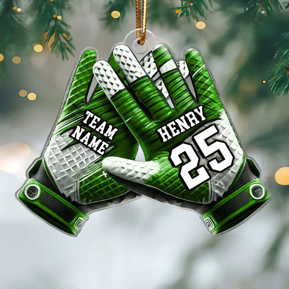 Football Gloves Football For Life Personalized Acrylic Ornament, 3D Effect Flat Christmas Ornament