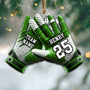 Football Gloves Football For Life Personalized Acrylic Ornament, 3D Effect Flat Christmas Ornament