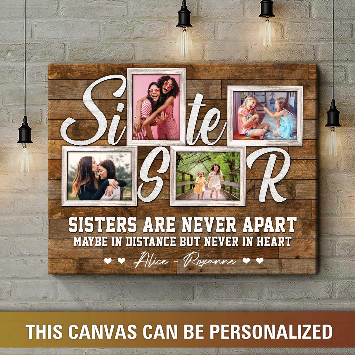 Sisters Are Never Apart - Personalized Canvas - Gift For Sister, Bestie, Friends