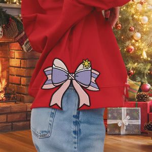 Princess Side Bow Sweatshirt Embroidery Design, Glitter Bow Christmas Embroidery, Holiday Bow Embroider