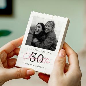 Personalised 30th Birthday Gift For Her, Best Friend Photo Keepsake, Custom Building Block, Milestone Birthday Present