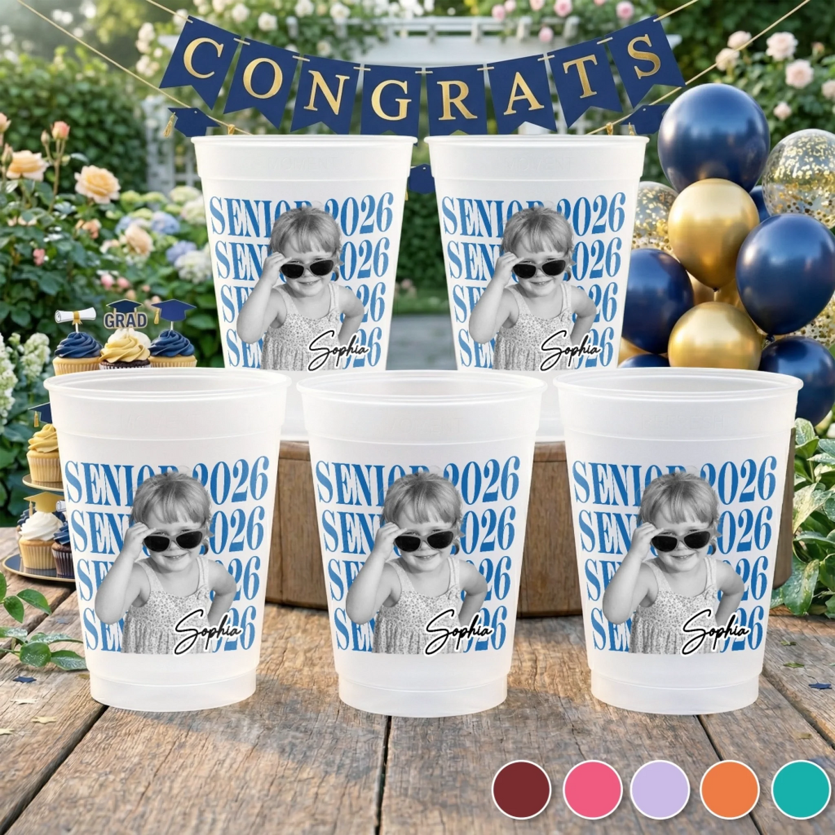 Senior 2026 Graduation - Personalized Plastic Frosted Water Cup - Graduation Party Decor