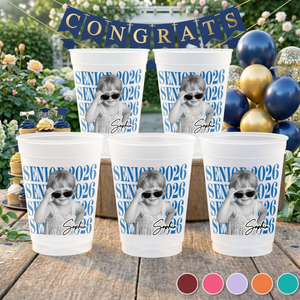 Senior 2026 Graduation - Personalized Plastic Frosted Water Cup - Graduation Party Decor