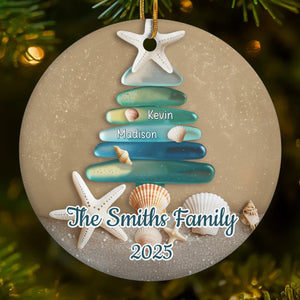 Sea Glass Family Tree - Personalized Ornament - Christmas Gift For Family
