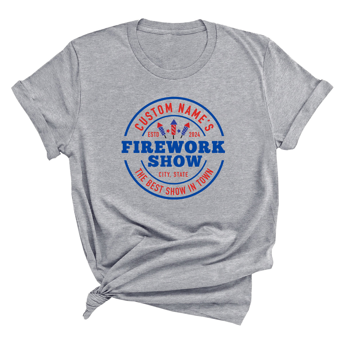 Personalized 4th of July Party Shirt, Custom Name's Firework Show The Best in Town, Independence Day T-Shirt