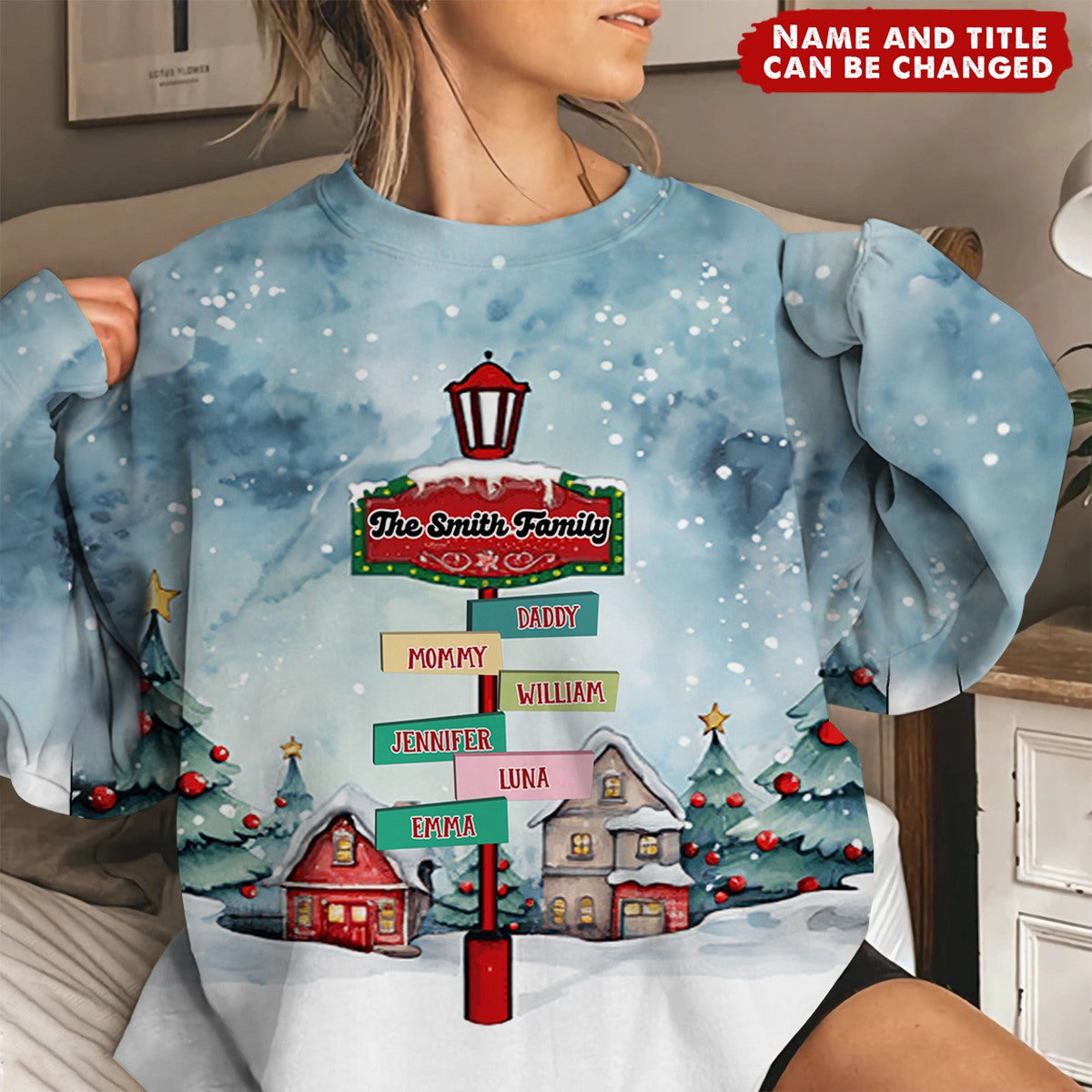 Christmas Lamp Post Road Sign - Personalized 3D Apparel - Christmas Gifts For Family