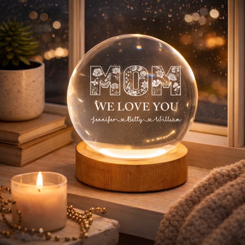 Mommy Nana We Love You - Personalized Crystal Night Light - Gift For Mom Grandma, Mother's Day Gift