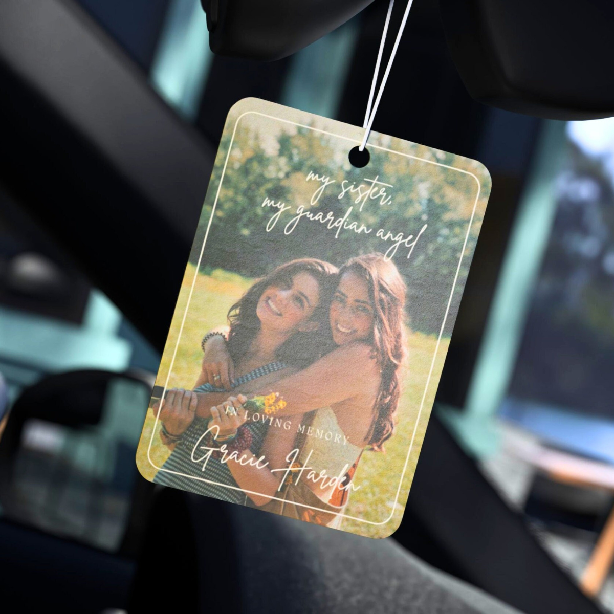 Custom Photo Guardian Angel Memorial, Personalized Air Freshner, Car Rearview Mirror For My Husband, Keepsake Gift,In Loving Memory Sympathy