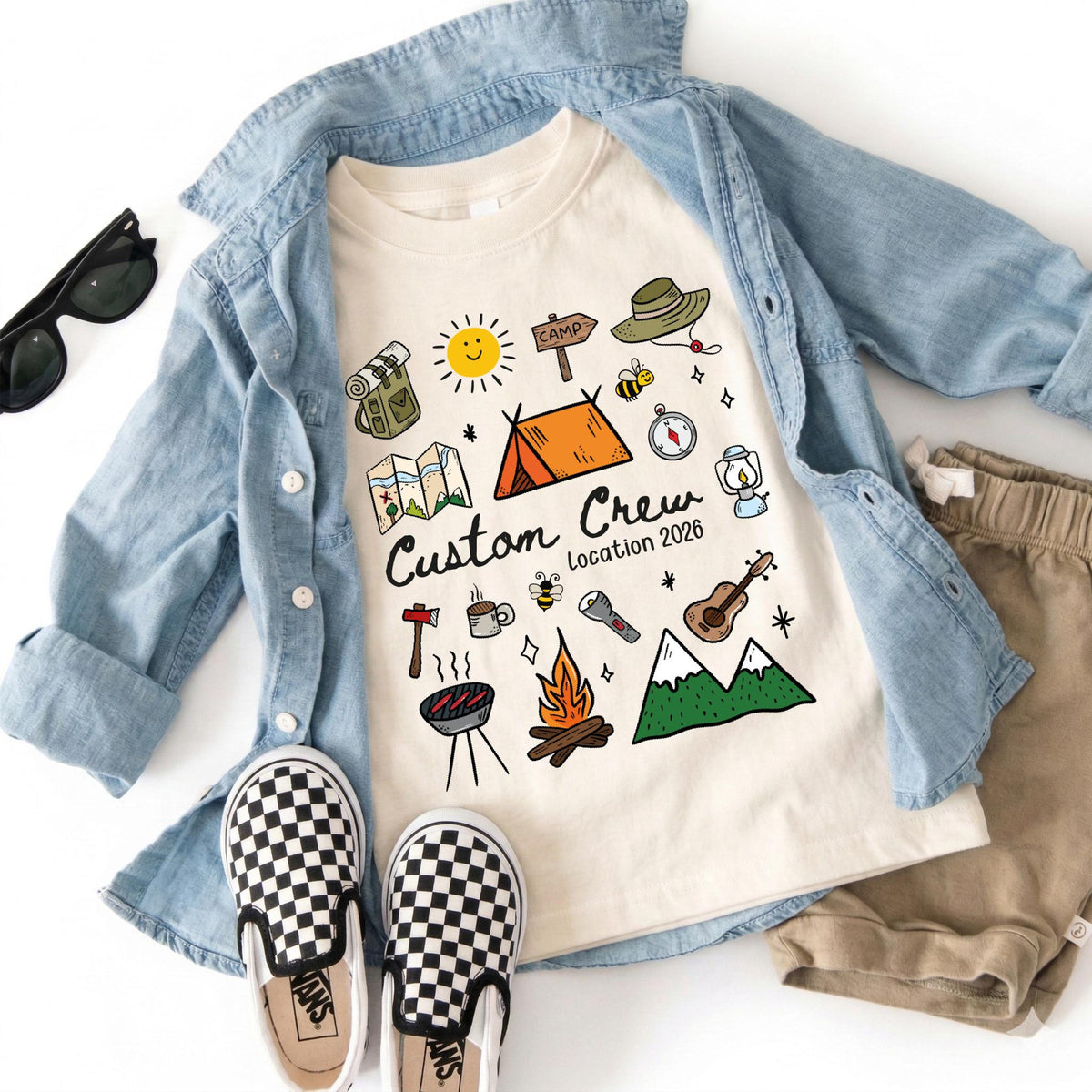 Custom Camping Crew 2026 Shirt, Matching Cousin Crew Camp T-shirt, Kids Summer Camp Shirt, Camper Sweatshirt, Camp Birthday Boy Sweater