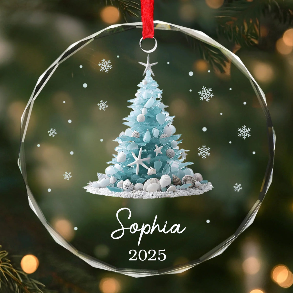 Sandy Toes Christmas Joy - Personalized Crystal Ornament - Christmas Gift For Sister, Friend, Family