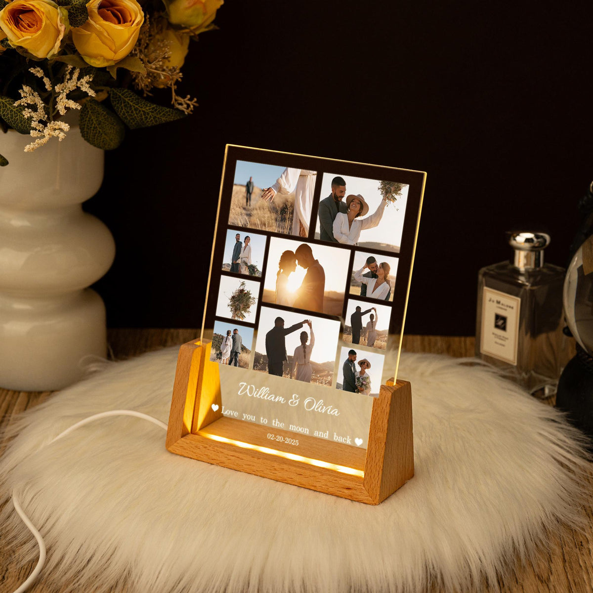 Custom Photo LED Light, Photo Collage Lamp, Personalized Acrylic Picture Frame, Valentines Gift for Couple/Her/Him/Friends