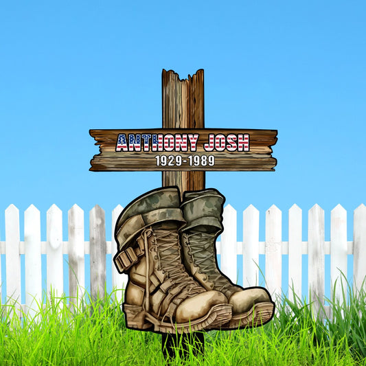 Veteran Grave Marker Personalized, USA Army Metal Plaque, US Military Sympathy Gifts, Outdoor Grave Marker, Veteran Memorial Plaque