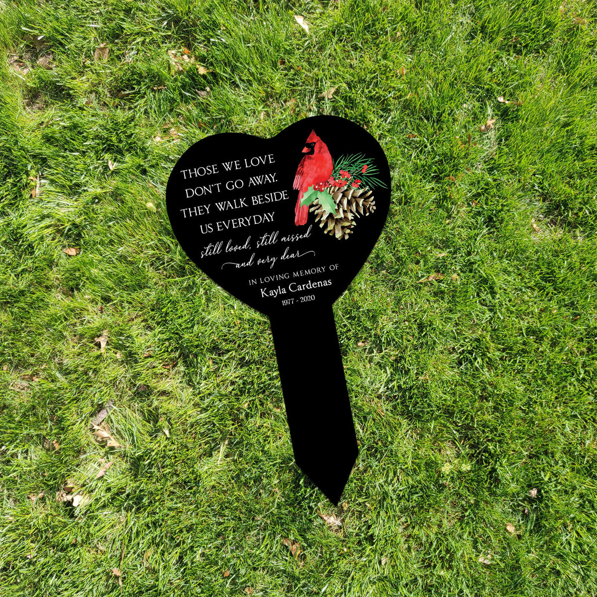 Custom In Loving Memory Stake Acrylic, Tree of Life, Heart Garden Stake, Sympathy Sign, Remembrance Gift, Cardinal Heart, Memorial Plaque