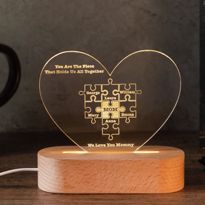 You're The Piece - Personalized 3D LED Light Wooden Base - Gift For Mom, Mother's Day Gift