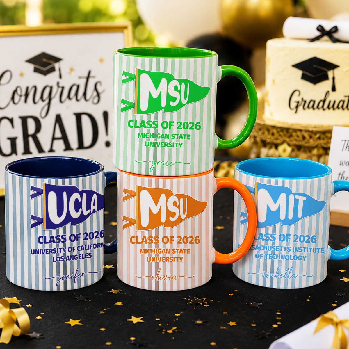 School Pennant Flag - Personalized Mug
