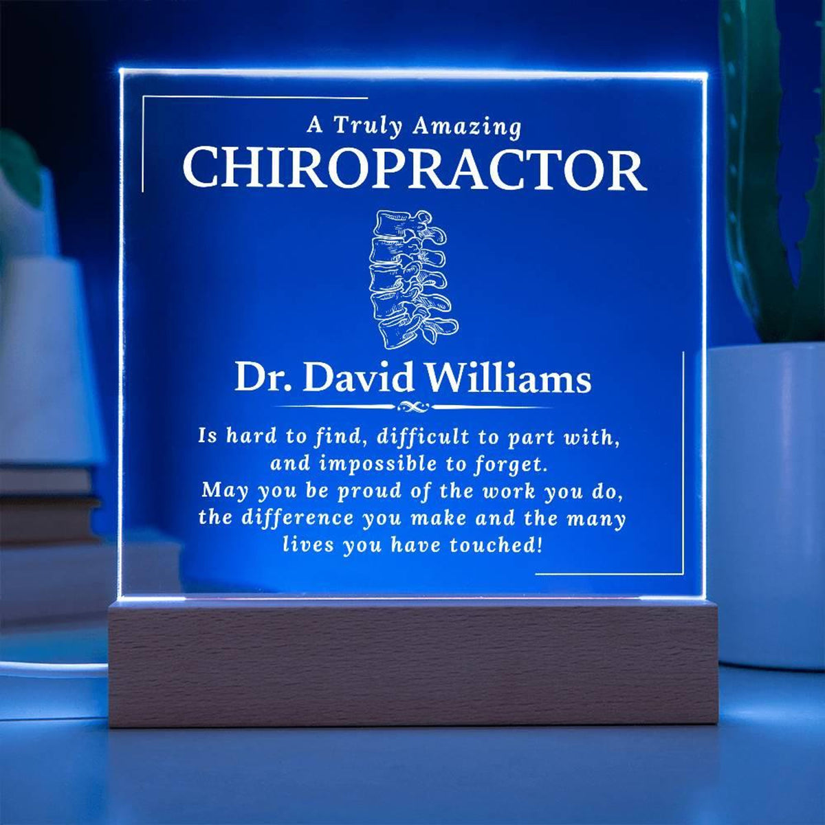 Gift for a Chiropractor - Personalized Acrylic Plaque, Coworker Gift, Gift for Family Chiropractor, Dr Thank You, Retirement Gift