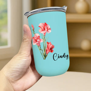 Custom Birth Month Flower Gift - Personalized Tumbler 10oz - Gift For Her
