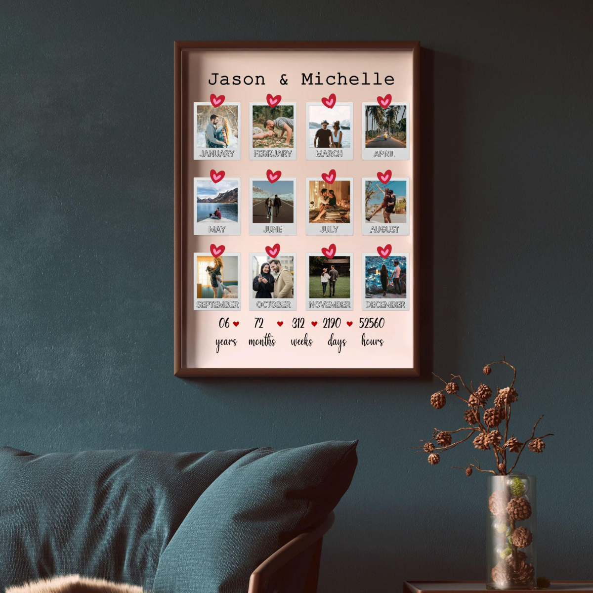 Custom Polaroid Photo, Personalized Canvas, Gift for Boyfriend Girlfriend, Anniversary Gift