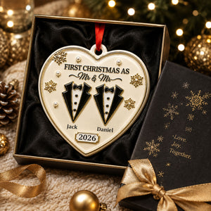 First Christmas as Mr & Mrs - Real 3D Raised Ornament