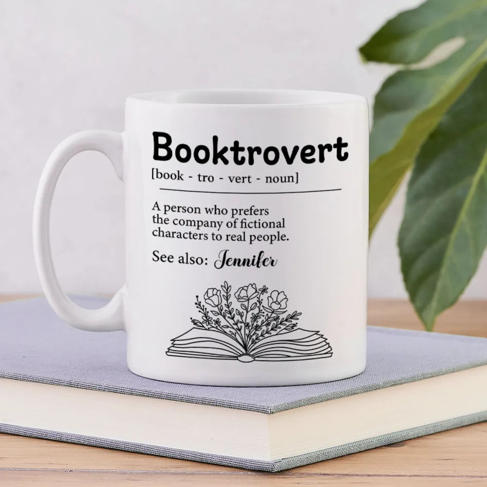 Booktrovert Definition - Personalized Mug - Gift For Book Lover, Bookworm
