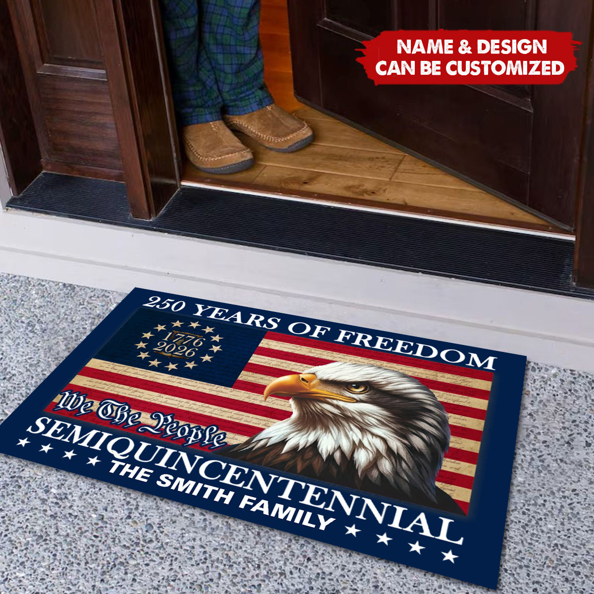 250 Years of Freedom Eagle American Flag Doormat