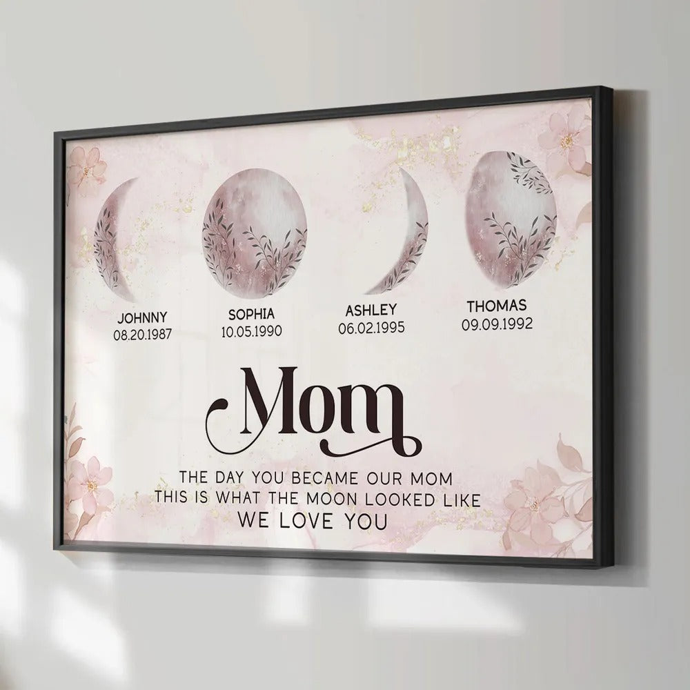 This Is What The Moon Looked Like The Day You Became Mom - Personalized Canvas - Gift For Mom, Mother's Day, Birthday Gift