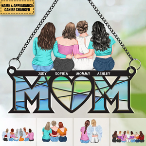 Mom & Daughters Forever Linked Together - Personalized Suncatcher Ornament - Gift For Mom, Mother's Day, Birthday Gift