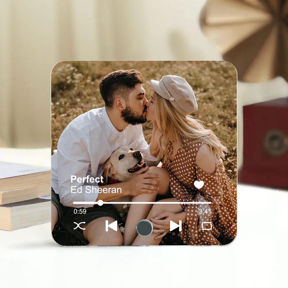 Custom Couple Photo & Favorite Song - Personalized Music Fridge Magnet - Gift For Couple