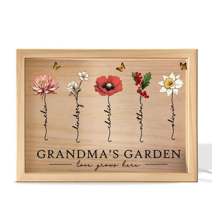Grandma Mom's Love Grows Here - Personalized Light Frame - Gift For Grandma, Mommy, Mother's Day, Birthday Gift