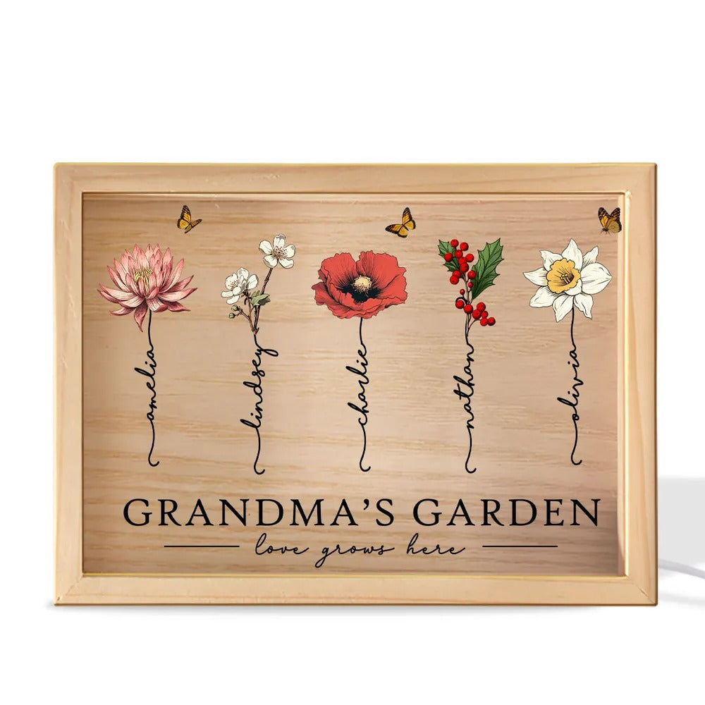 Grandma Mom's Love Grows Here - Personalized Light Frame - Gift For Grandma, Mommy, Mother's Day, Birthday Gift