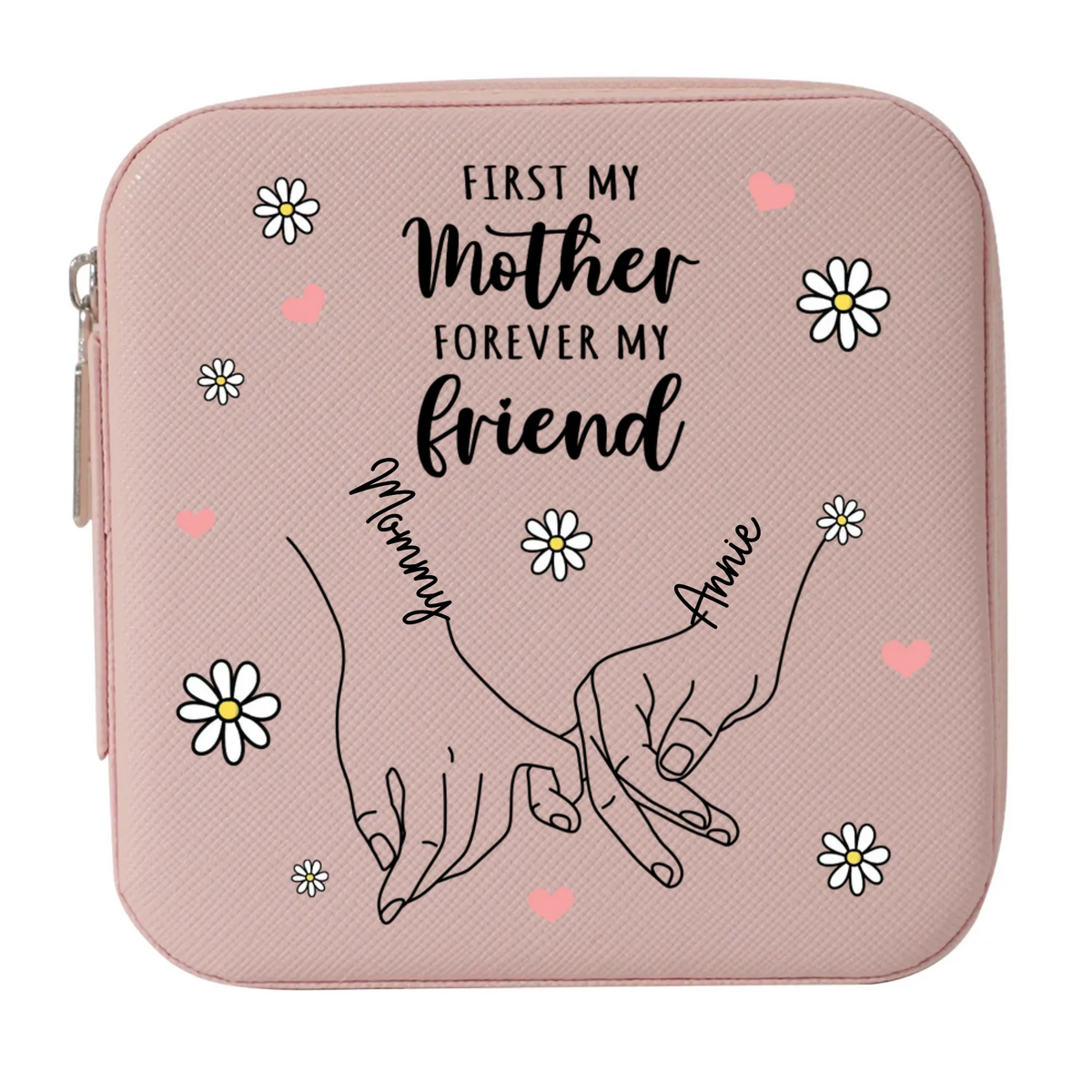 First My Mom Forever My Friend - Personalized Square Jewelry Box - Gift For Mom, Mother's Day, Birthday Gift