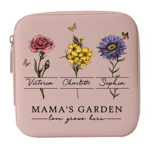 Vintage Mama's Garden Love Grows Here - Personalized Square Jewelry Box - Gift For Mom, Mother's Day, Birthday Gift
