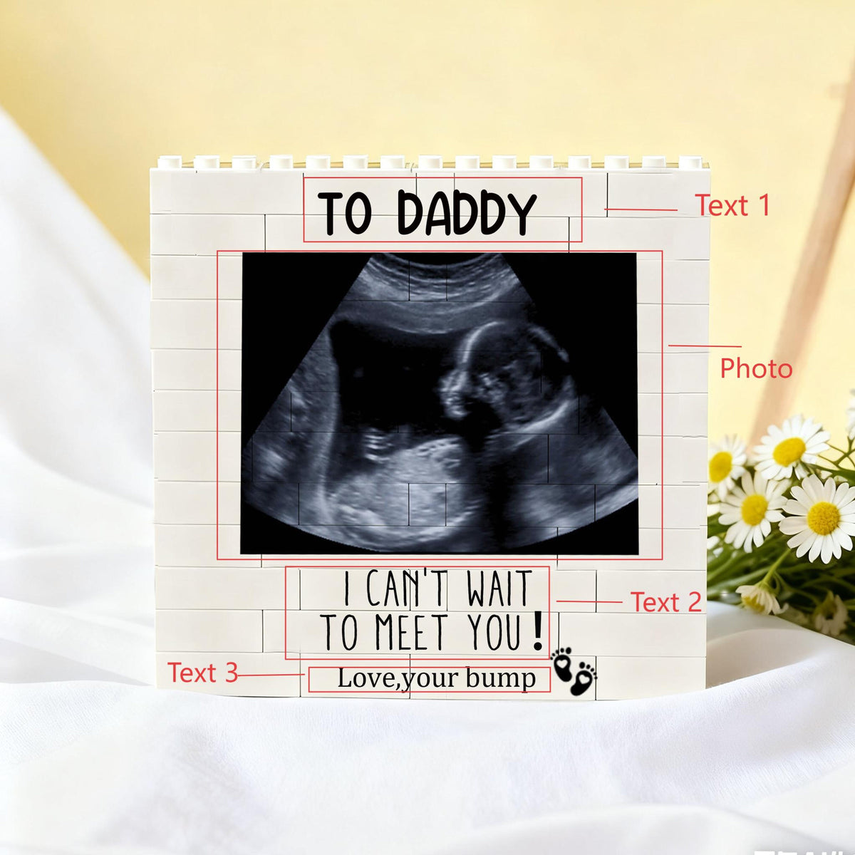Personalised Ultrasound Building Blocks, Baby Photo Puzzle Blocks, Puzzle Decor, New Baby Gifts for Dad New, Father's Day Gift