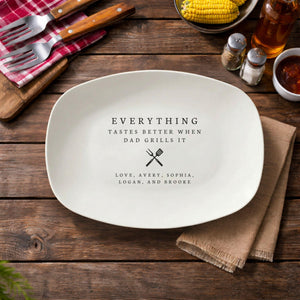 Custom Dad Grill Plate Daddy Grilling Platter Gift Personalized BBQ Tray for Him Dads Grilling Plate Birthday Father's Day Gifts from Kids
