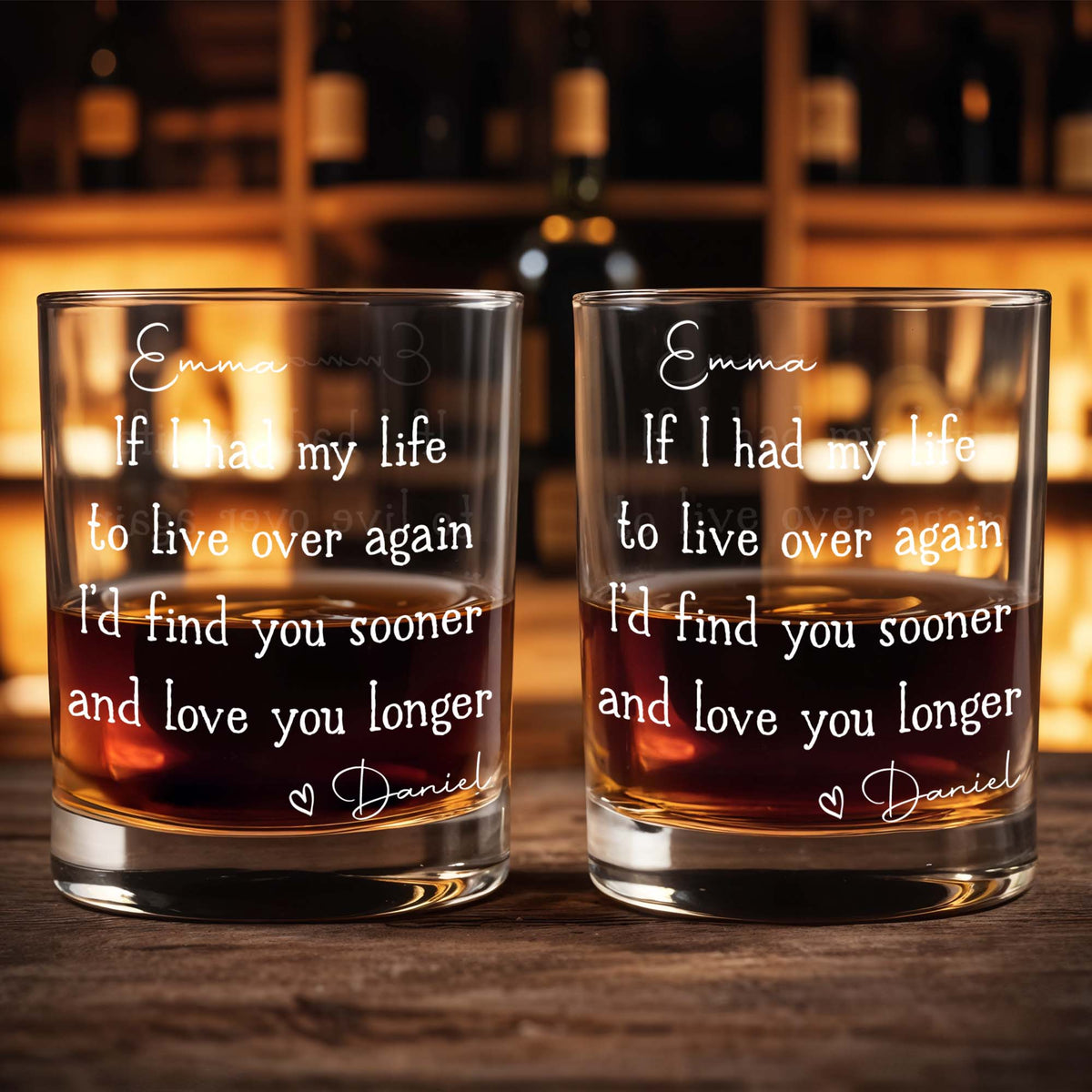 If I Had My Life To Live Over Again I'd Find You Sooner, Custom Whiskey Glass, Gift For Spouse