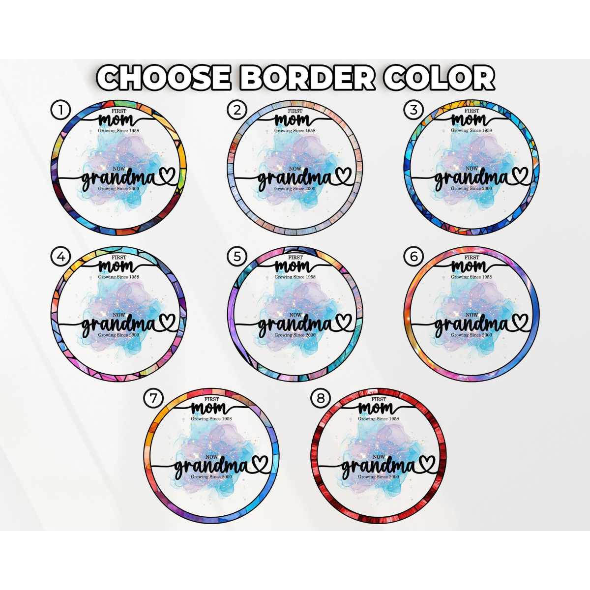 First Mom now Grandma Stained Glass Suncatcher, Grandma's Garden Suncatcher, Birth Flower Stained Glass Suncatcher Mothers Day Gift For Mom