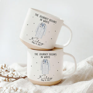 Personalized White Coat Ceremony Pottery Mug, Custom White Coat Party Gift, Med School Acceptance Gift Future Doctor, Graduation Gifts