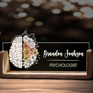 Custom Psychologist Desk Name Plate Personalized Neurologist Psychology Gift Acrylic Wooden Lamp LED Light Office Accessories Tabletop Decor
