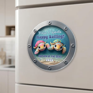 Happy Sailing Turtle Couple - Custom Shape Fridge Magnet