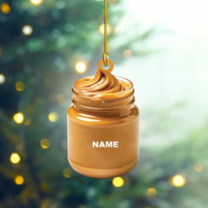 Personalized Peanut Butter Ornament, Peanut Butter Christmas Decor, Peanut Butter Car Decor, Xmas Peanut Butter Lover Gift