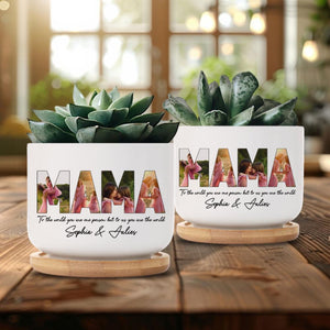 Mama Custom Photo With Message - Personalized Plant Pot - Gift For Mom, Mother's Day, Birthday Gift