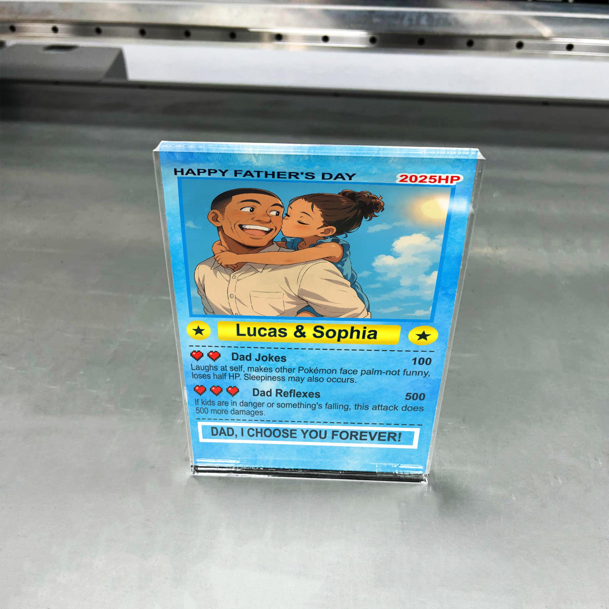 Personalized Anime Acrylic Block for Dad, Father's Day Gift, Custom Trading Card Style Photo Gift from Kids or Wife