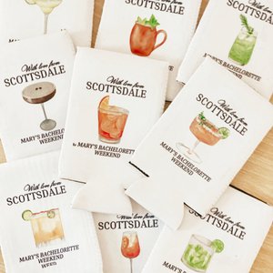 Personalized Travel Location Coastal Cocktail Bachelorette Can Cooler, Custom Can Cooler, Beach Bachelorette Party, Custom Party Favors