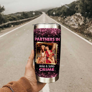 Partners In Crime Personalized Bestie Tumbler, Best Friends Funny Tumbler Gift, Friendship Gift