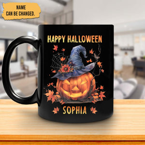 Personalized Happy Halloween Halloween Coffee Mug, Pumpkin Witch Gift For Her Women, Halloween Pumpkin Mug, Halloween Party Decor