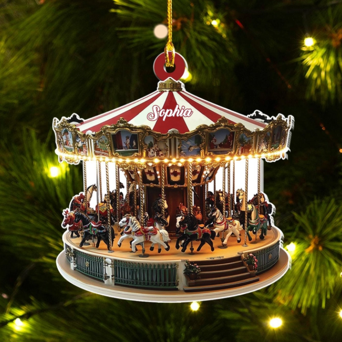 Custom Christmas Carousel Ornament, Gift for Carousel Lover, Carousel Horse Ornament