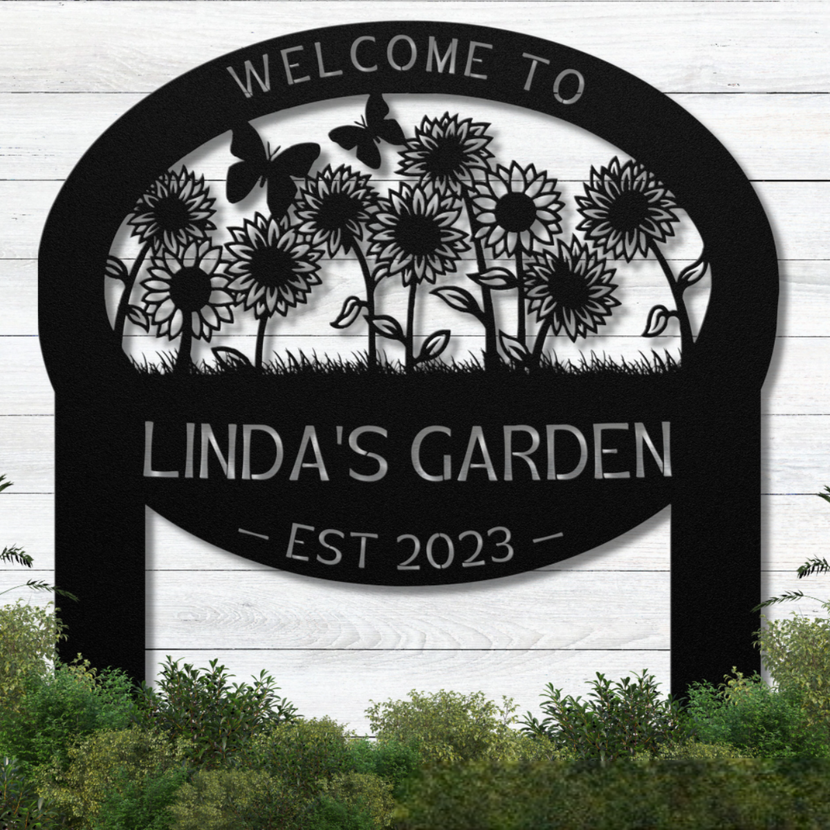 Personalized Metal Garden Sign with Stake, Custom Outdoor Decor, Welcome To Garden