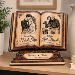 Custom Photo Wooden Plaque - Personalized Anniversary Wedding Gifts For Husband And Wife, Him And Her - Forever Starts With Us